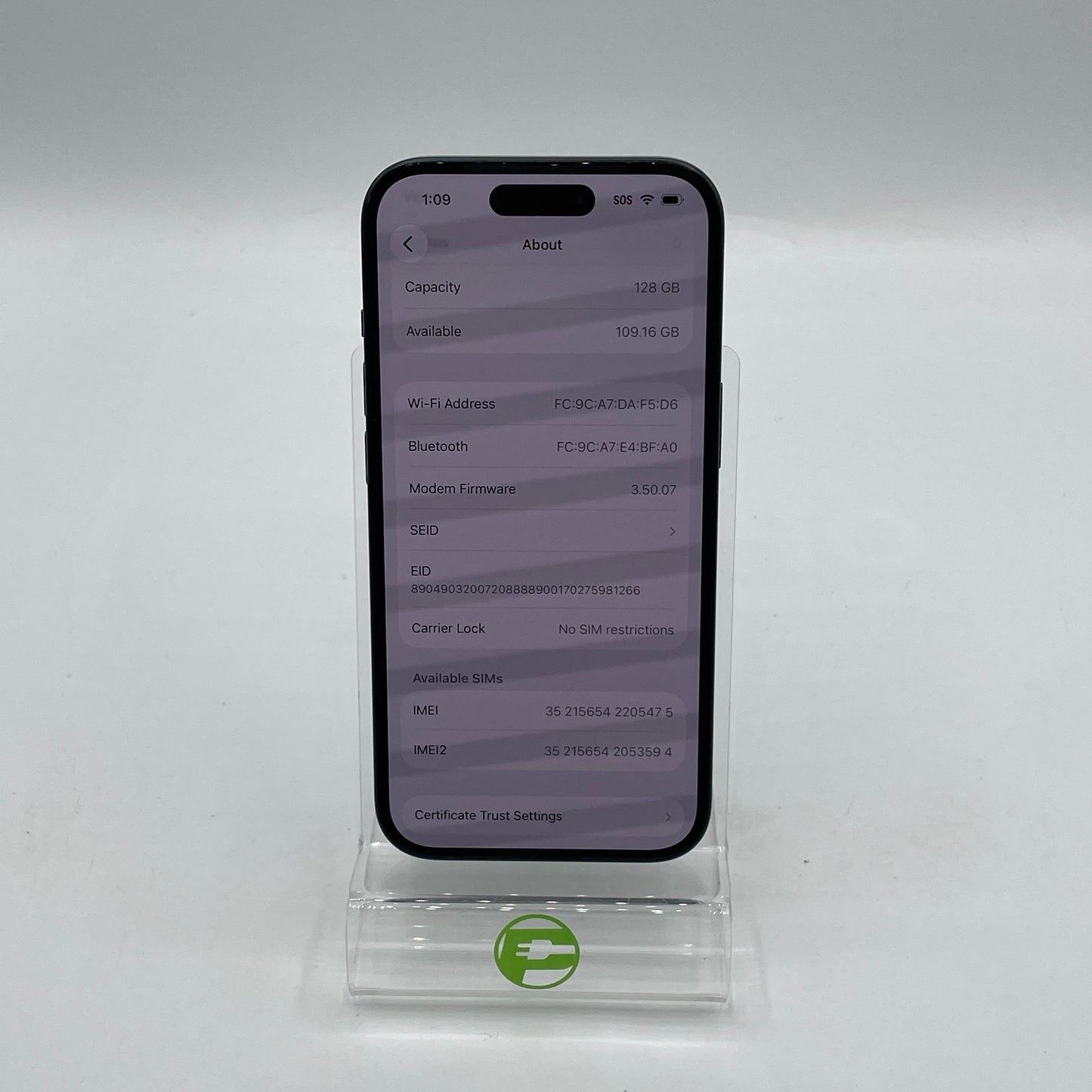 Factory Unlocked Apple iPhone 15 128GB Black MTLV3LL/A