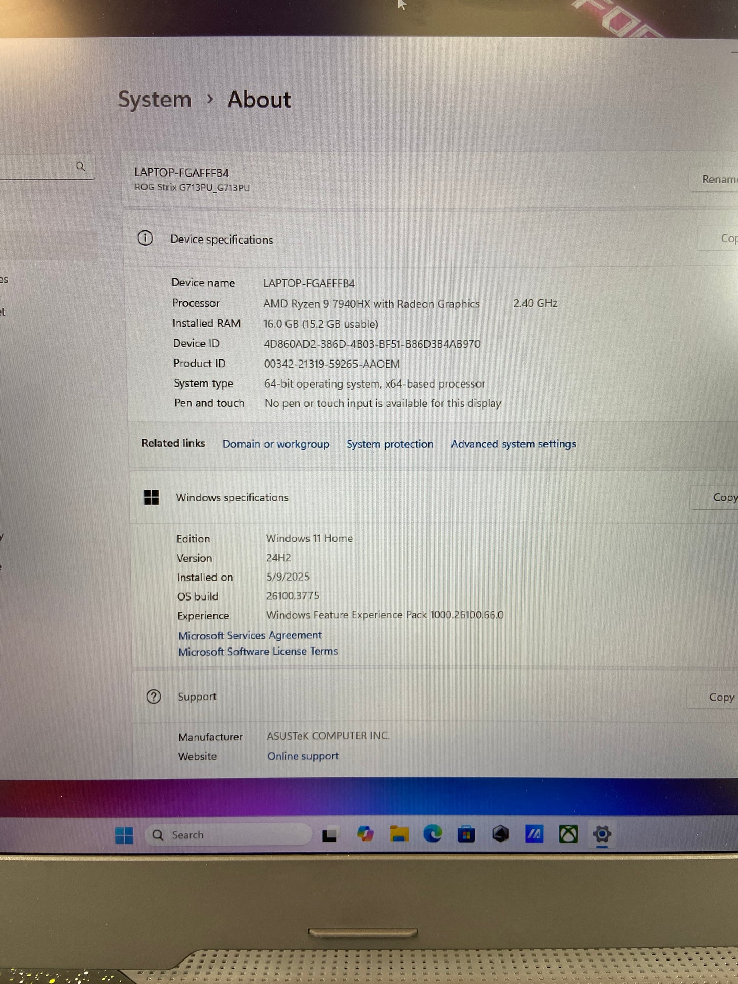ASUS ROG Strix G7139U 17" AMD RYZEN 9 7940 HX 2.4GHz 16GB RAM 1TB SSD RTX 4050