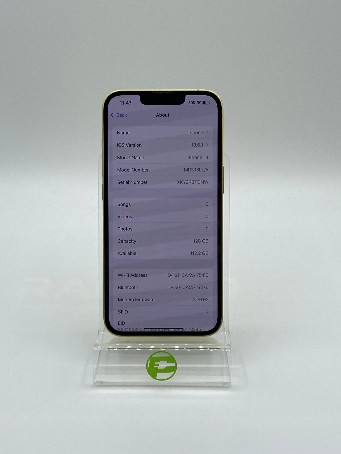 T-Mobile Apple iPhone 14 128GB 18.6.1 Yellow MR3J3LL/A