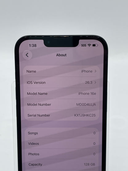 Factory Unlocked Apple iPhone 16e 128GB Black MD0D4LL/A