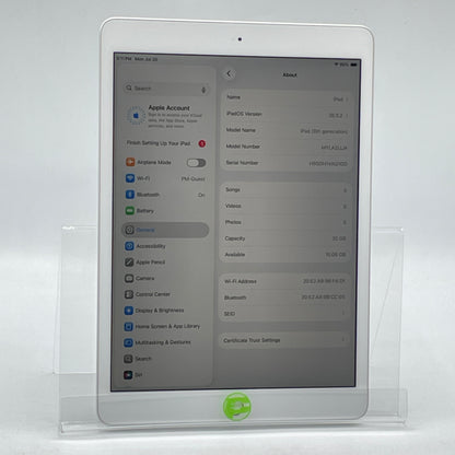WiFi Only Apple iPad 8th Gen 32GB Silver MYLA2LL/A