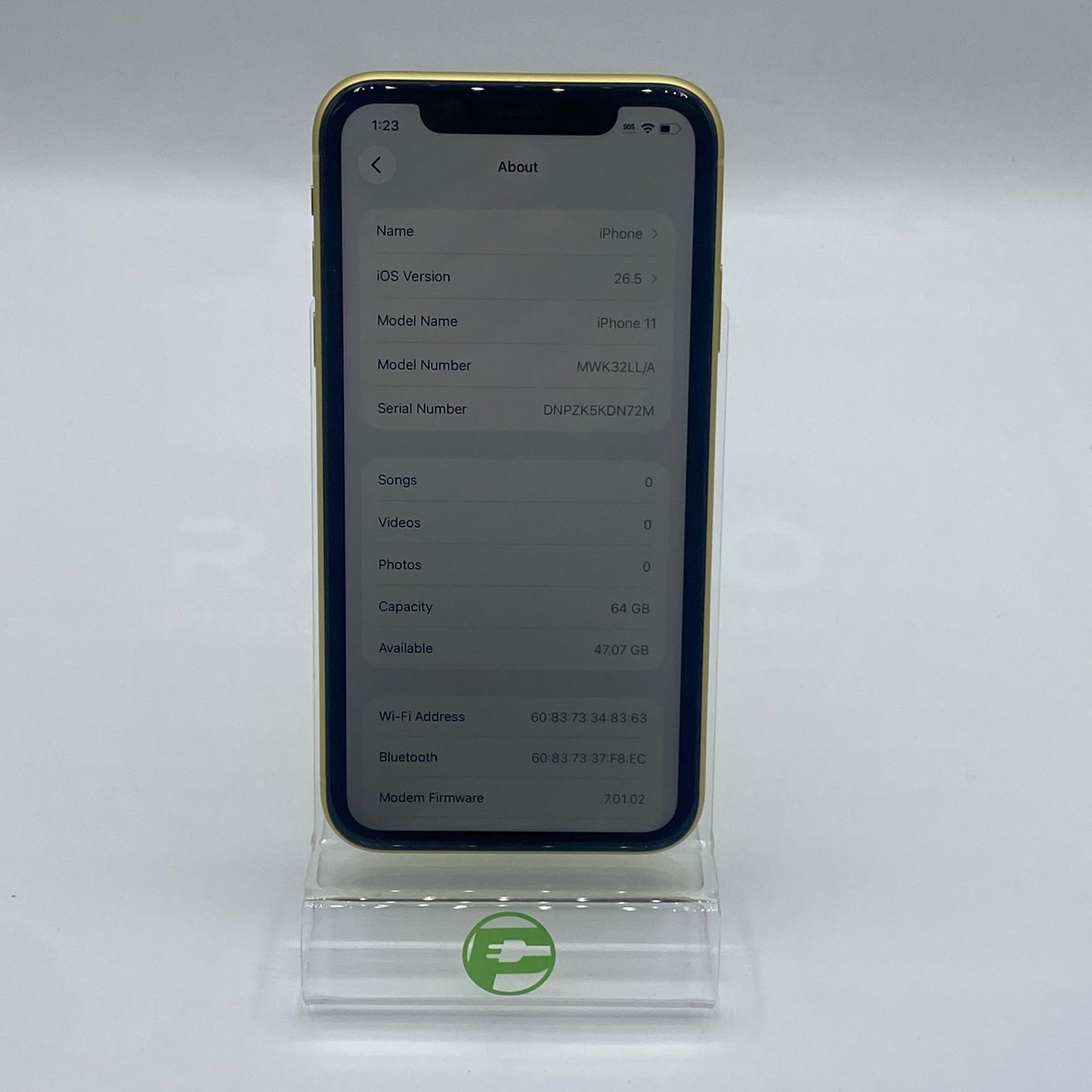 T-Mobile Apple iPhone 11 64GB 26.5 Yellow MWK32LL/A
