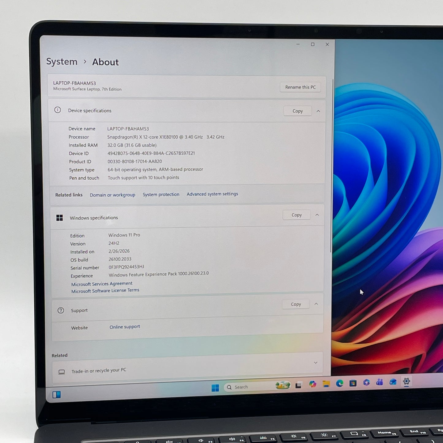 Microsoft Surface Laptop 7 2037 15" Snapdragon X Elite 3.4GHz 32GB RAM 1TB SSD