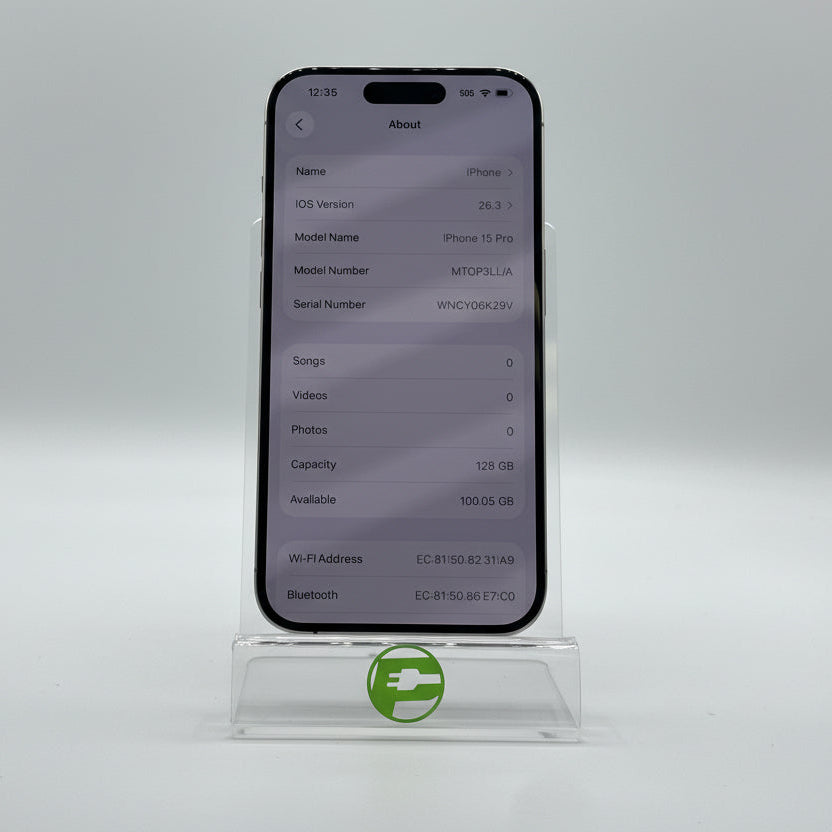 Factory Unlocked Apple iPhone 15 Pro 128GB Natural Titanium MTQP3LL/A