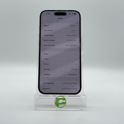 Factory Unlocked Apple iPhone 15 Pro 128GB Natural Titanium MTQP3LL/A