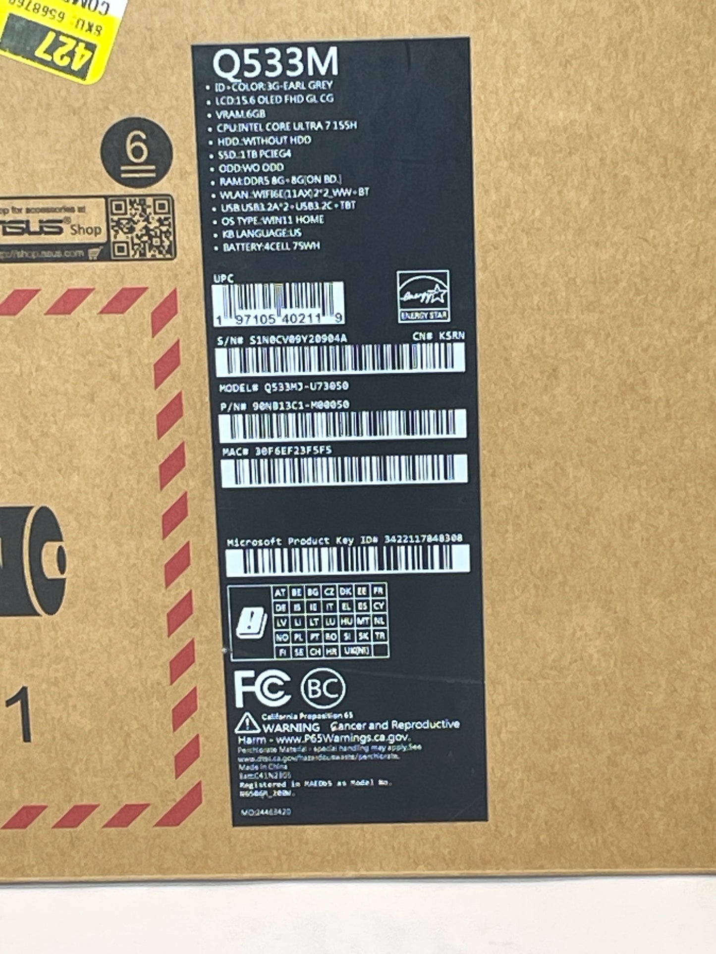 Asus Vivobook Pro15 Q553M 15.6" Core Ultra 7 155H 3.8GHz 16GB 1TB GeForce RTX 3050 Read