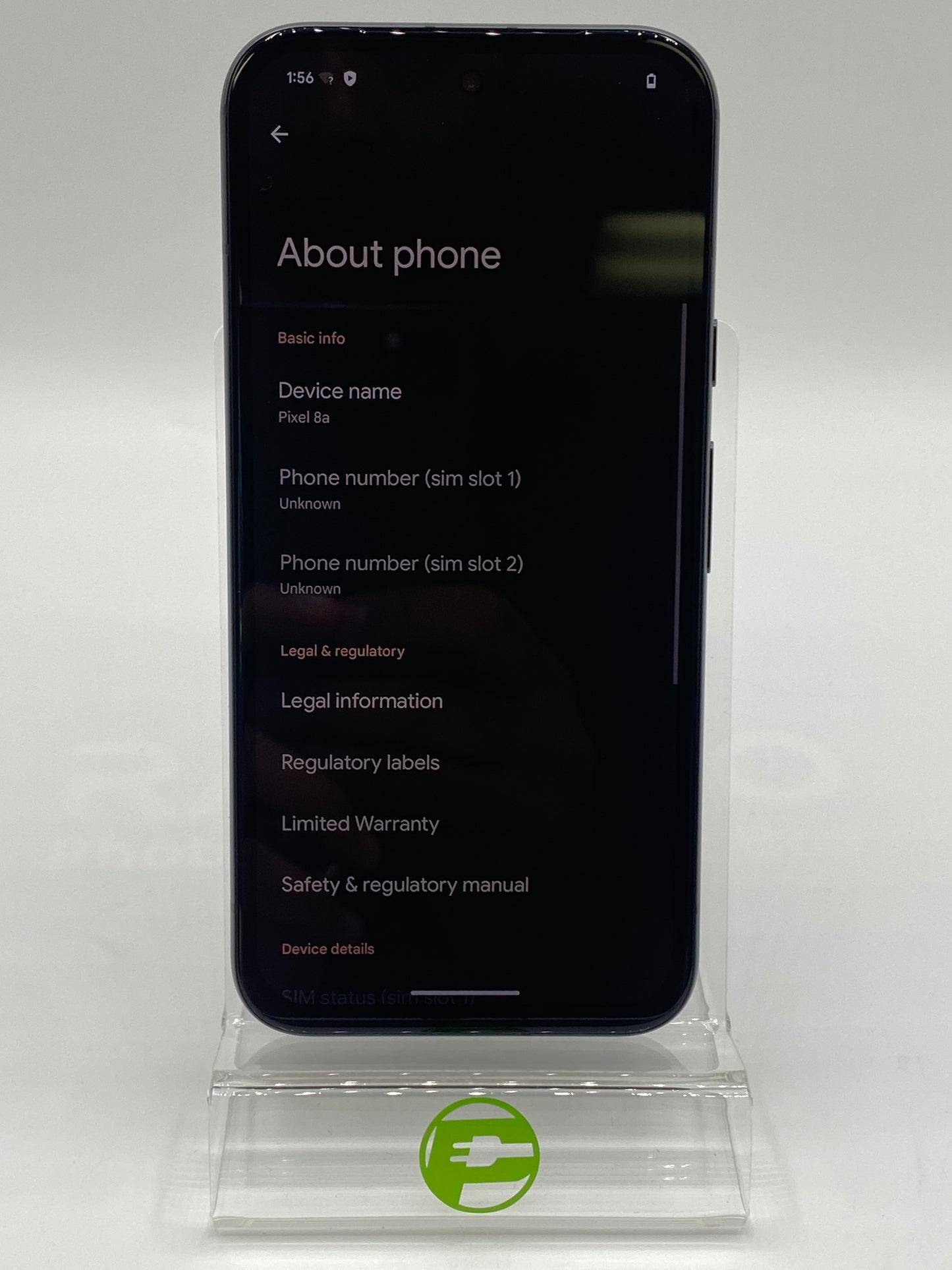 Unlocked Google Pixel 8a 128GB Obsidian GKV4X