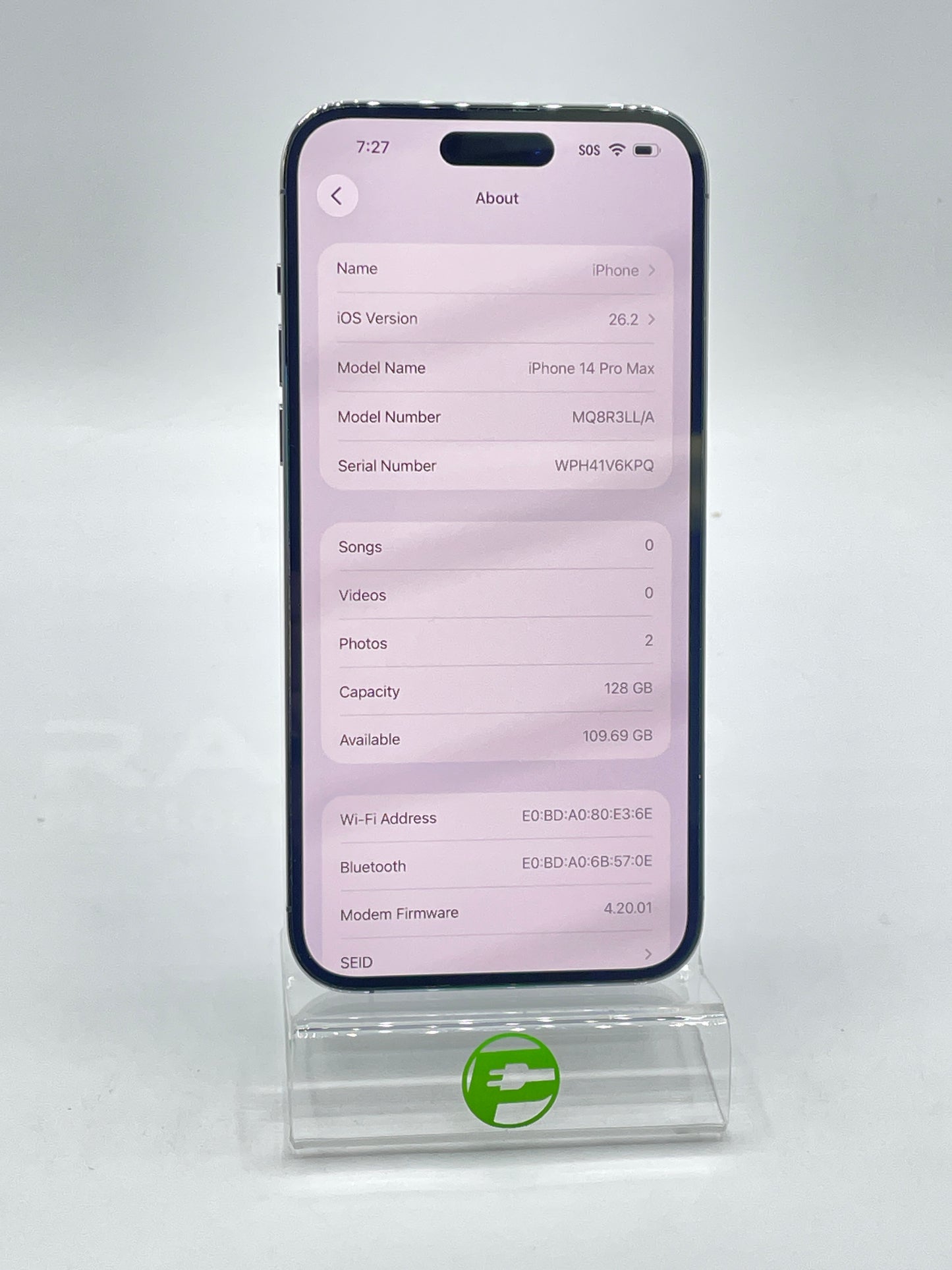 Unlocked Apple iPhone 14 Pro Max 128GB 26.2 Deep Purple MQ8R3LL/A