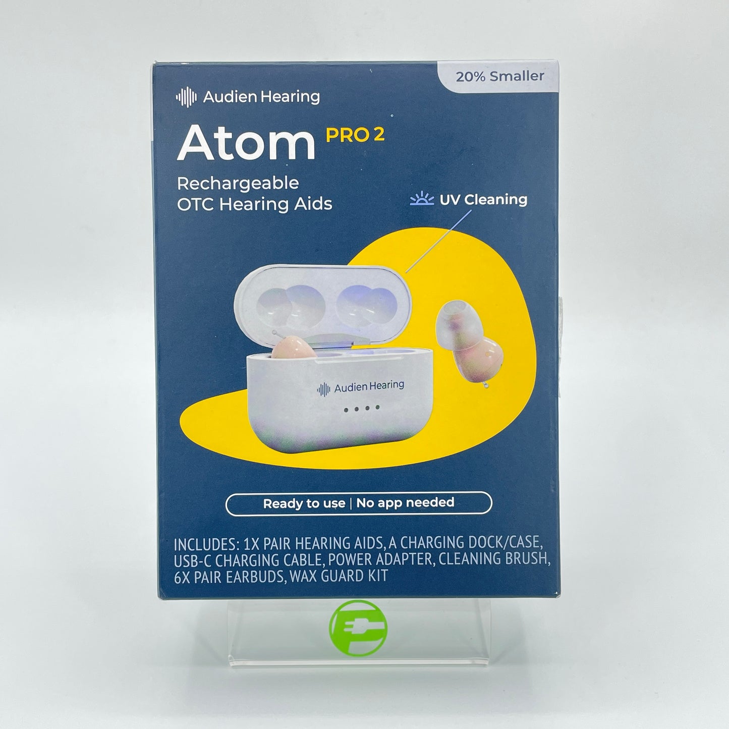 New Audien Hearing Atom Pro 2 Rechargeable OTC Hearing Aids