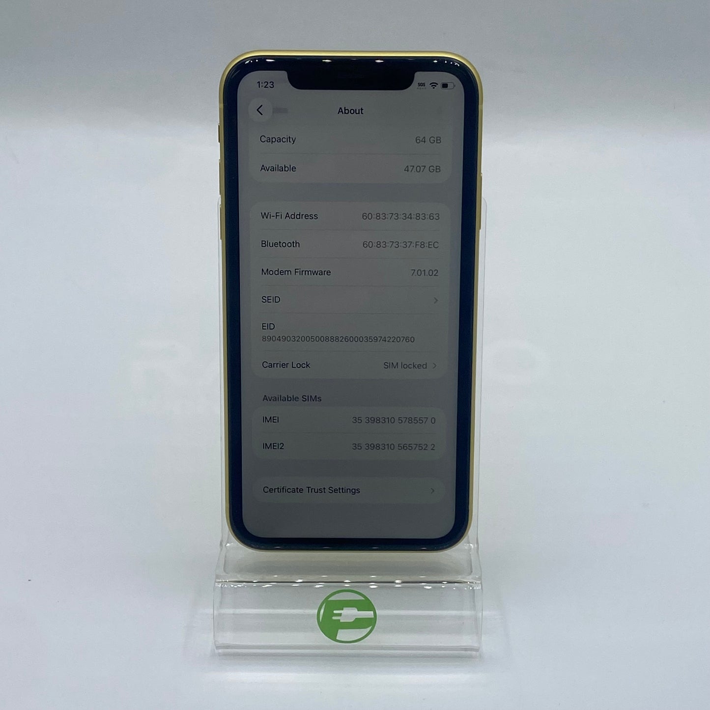 T-Mobile Apple iPhone 11 64GB 26.5 Yellow MWK32LL/A