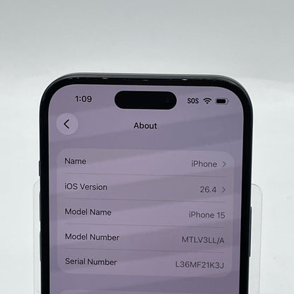 Factory Unlocked Apple iPhone 15 128GB Black MTLV3LL/A