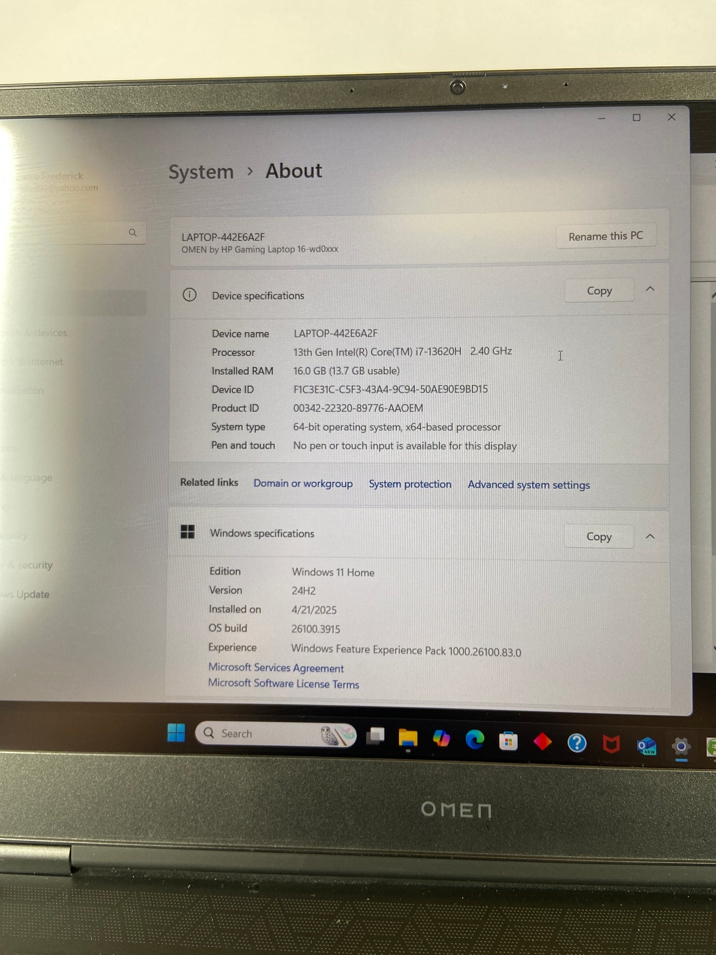 HP OMEN 16-wd0073dx intel core I7-13620h 2.4GHz 16GB RAM 1TB GEFORCE RXT 4060
