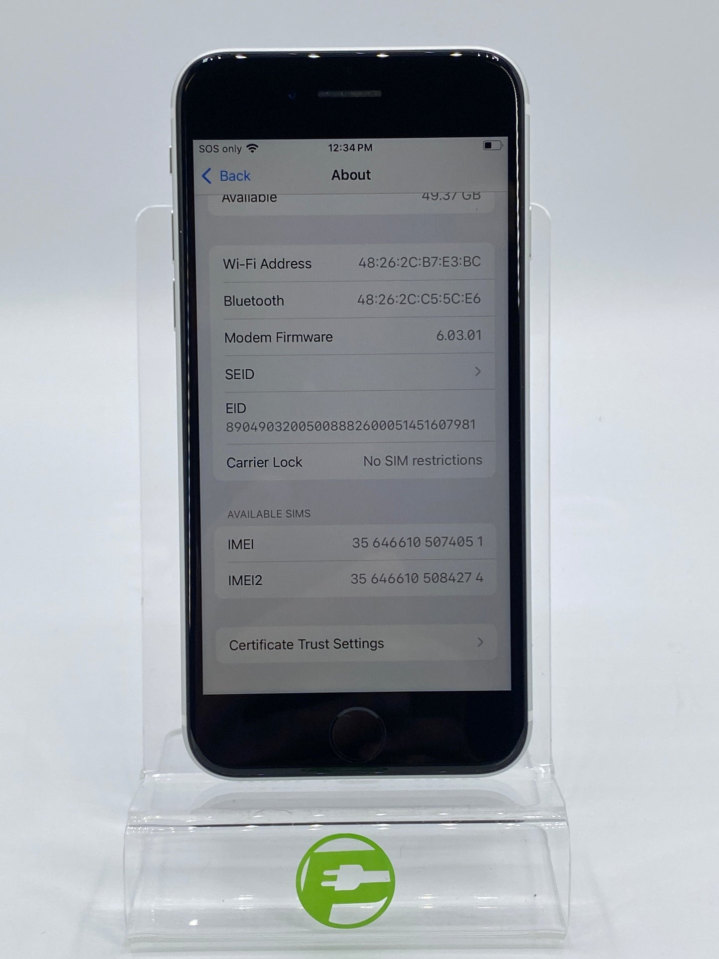 Unlocked Apple iPhone SE 2nd Gen 64GB White MX9L2LL/A