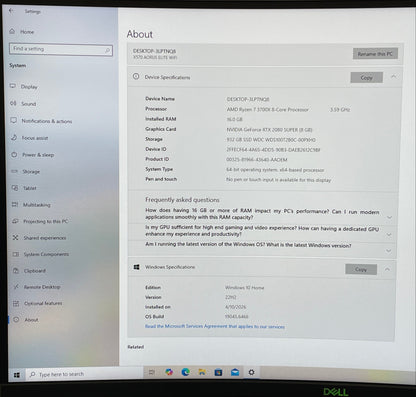 NZXT PC Ryzen 7 3700X 3.60GHz 16GB RAM 1TB SSD Gigabyte GeForce RTX 2080 Super