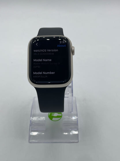 GPS Only Apple Watch Series 9 45MM Starlight Midnight Sport Band MR9P3L/A