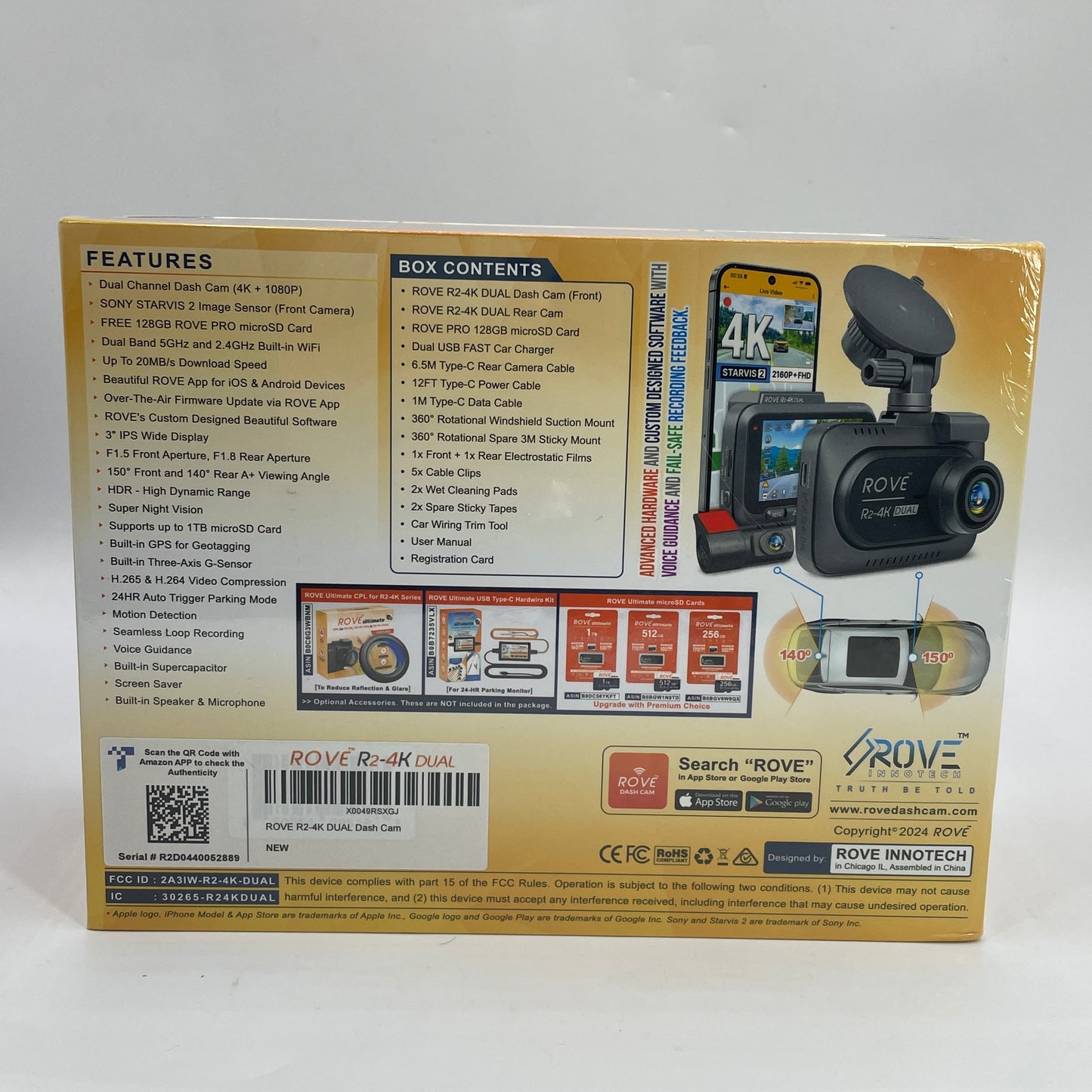 New Rove R2-4K Dual 4K Dash Cam X0049RSXGJ