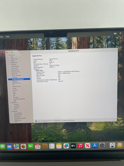 2023 Apple MacBook Pro 14" M3 Pro 18C GPU 4.0GHz 36GB RAM 512GB SSD A2992