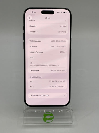 Factory Unlocked Apple iPhone 15 Pro Max 256GB Black Titanium MU663LL/A