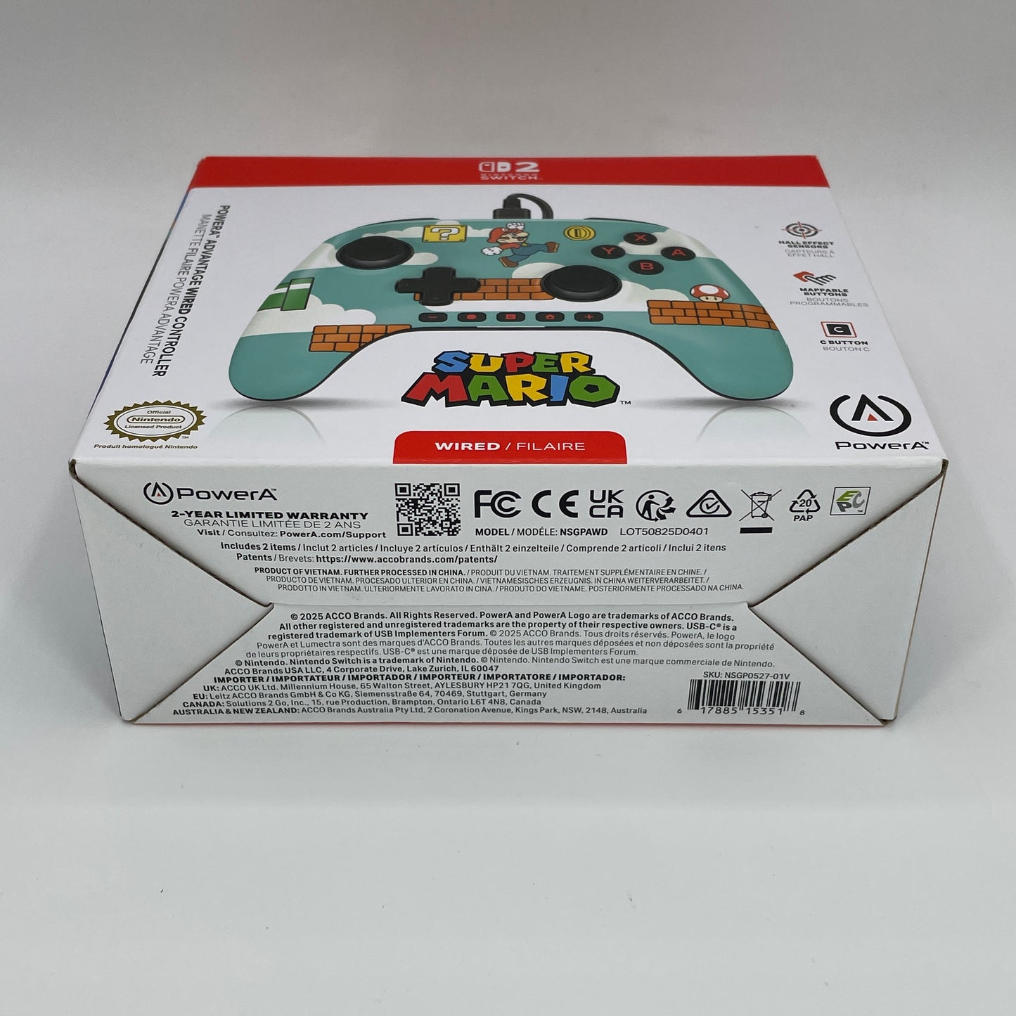 Nintendo Switch 2 Wired Controller Mario Time PowerA 