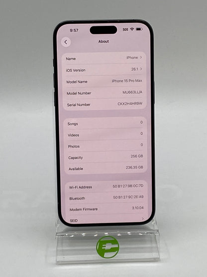 Unlocked Apple iPhone 15 Pro Max 256GB Black MU663LL/A