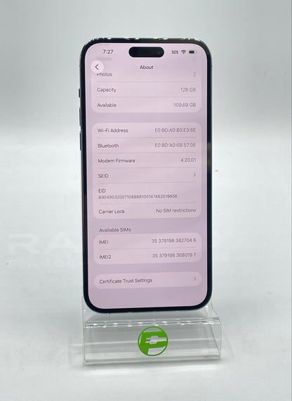 Unlocked Apple iPhone 14 Pro Max 128GB 26.2 Deep Purple MQ8R3LL/A