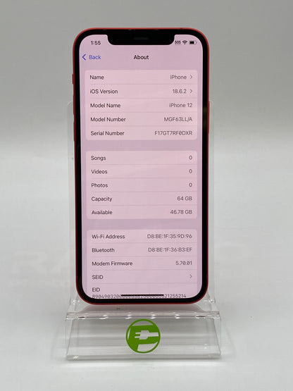 Unlocked Apple iPhone 12 64GB Red MGF63LL/A