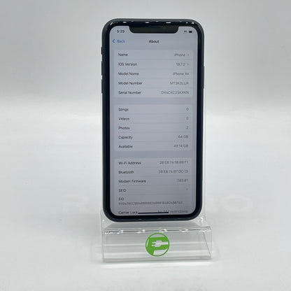 Unlocked Apple iPhone XR 64GB 18.7.2 Black MT3K2LL/A