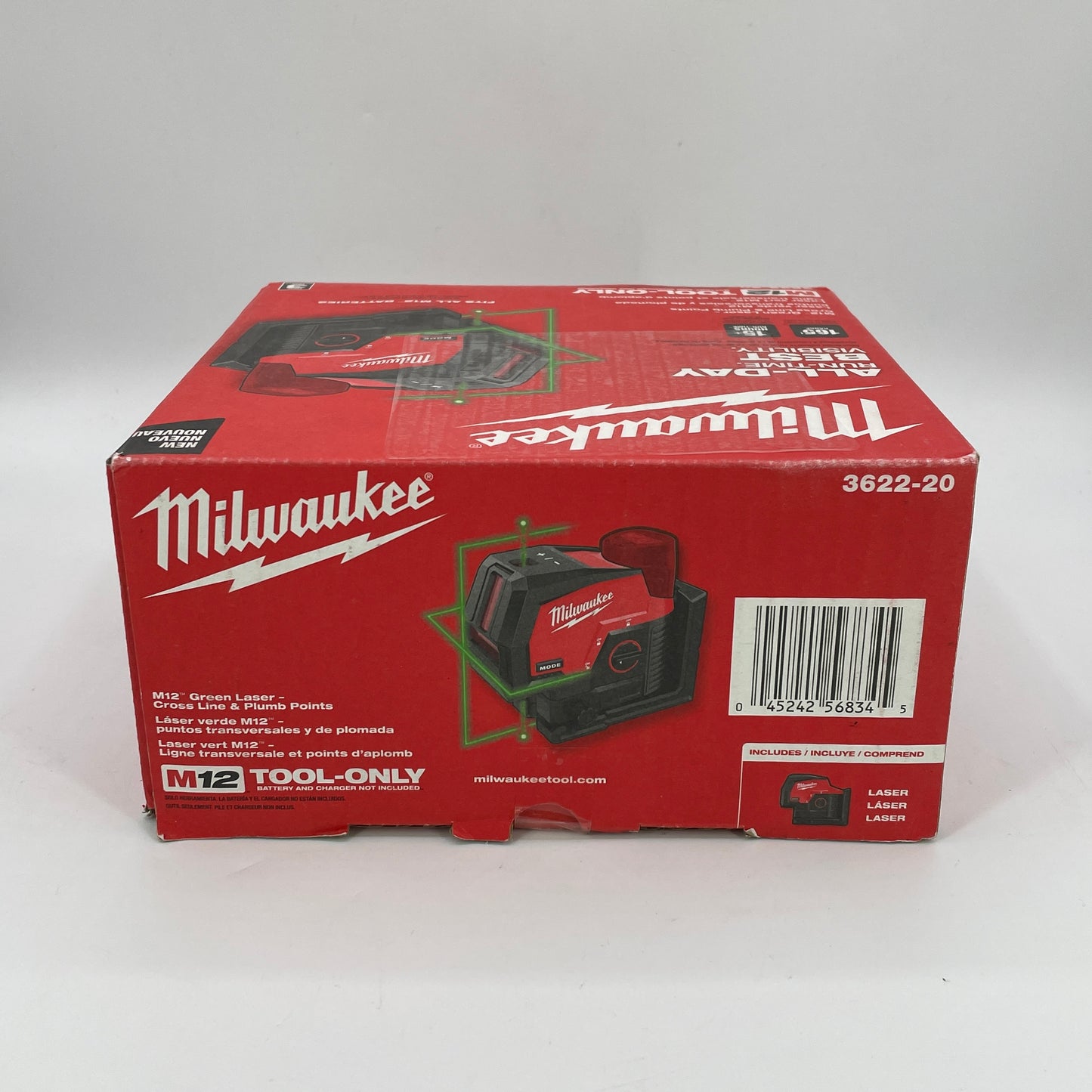New Milwaukee 3622-20 M12 12V M12 Green Laser Cross Line & Plumb Points