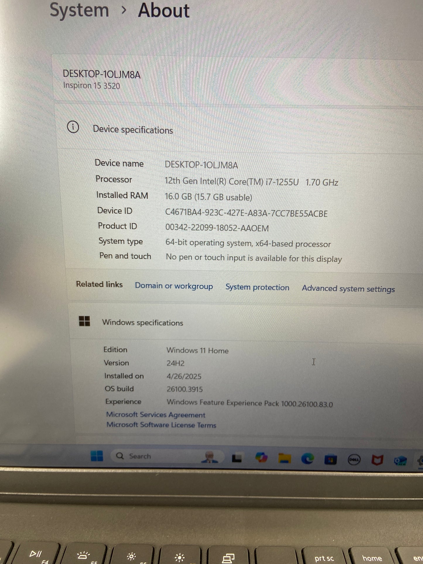 Dell Inspiron 15 3520 P112F i7-1255U 1.7GHz 16GB RAM 512GB NVME
