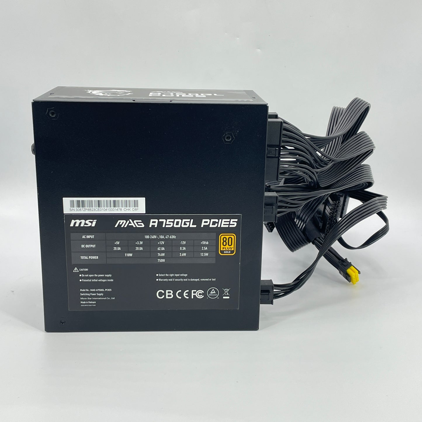MSi MAG A750GL PCIE5 80 Plus Gold 750W Fully Modular Switching Power Supply