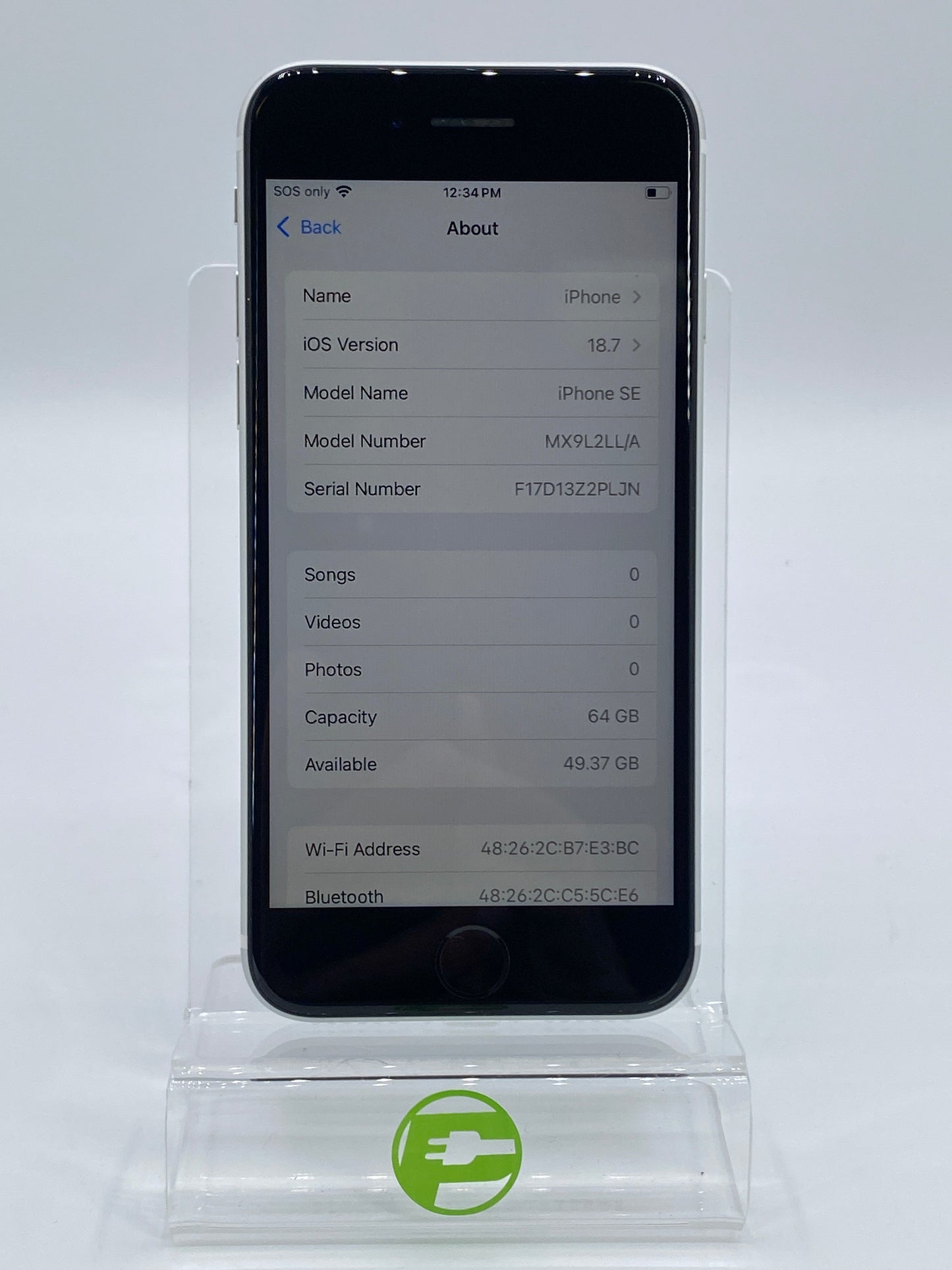 Unlocked Apple iPhone SE 2nd Gen 64GB White MX9L2LL/A