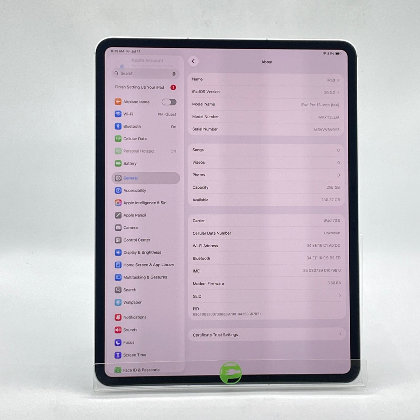 Factory Unlocked Apple iPad Pro 13" M4 256GB Silver MVXT3LL/A