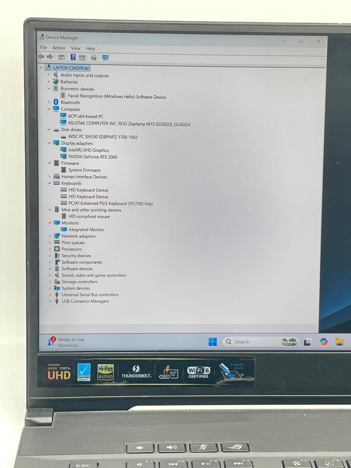 Asus ROG Zephyrus M15 GU502L 15.6"i7-10750H 2.6GHz 16GB 1TB SSD GeForce RTX 2060