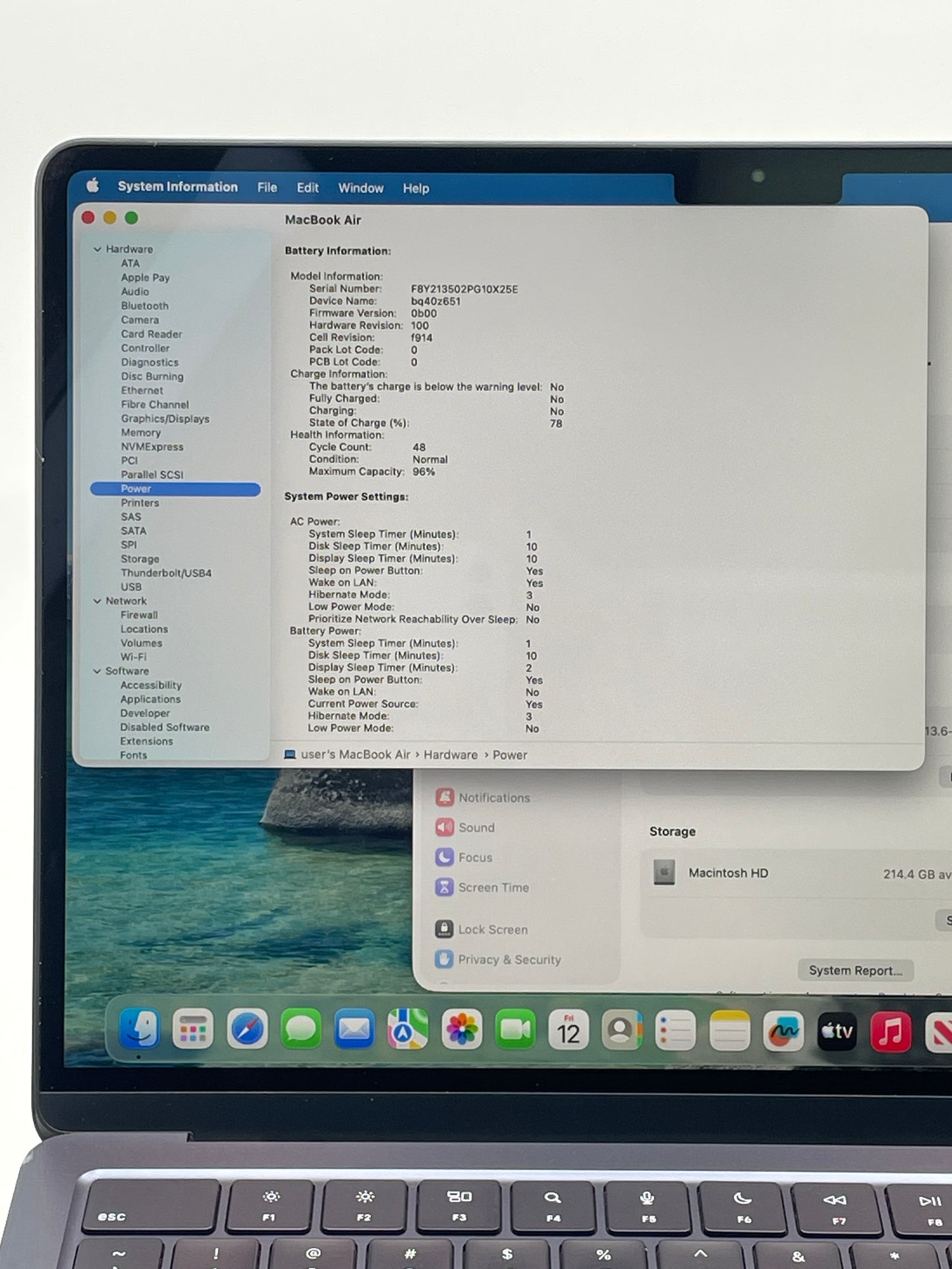 2022 Apple MacBook Air 13.6" M2 8C GPU 3.5GHz 8GB RAM 256GB SSD A2681