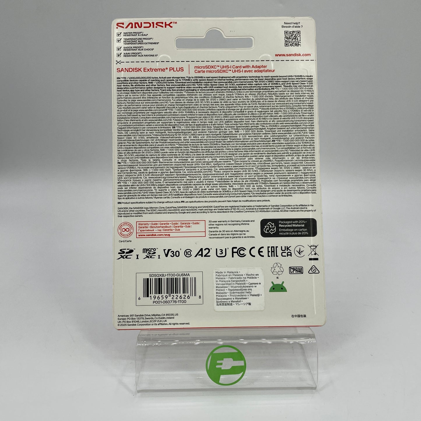 New Sandisk Extreme PLUS 1TB  microSDXC  SDQXBJ-1T00-GU6MA