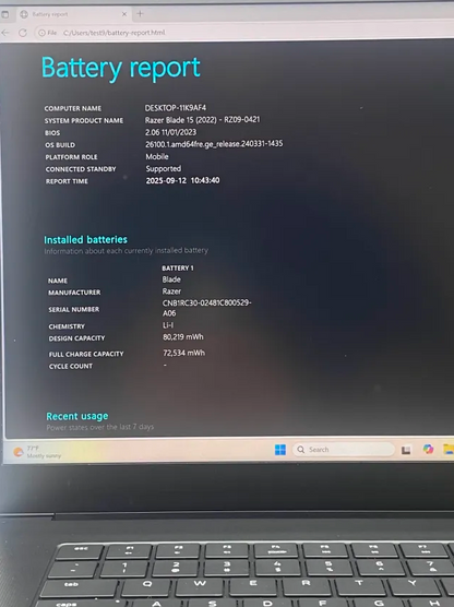 Razer Blade 15 RZ09-0421 15.6" i7-12800H 2.4GHz 32GB RAM 1TB SSD RTX 3080 Ti